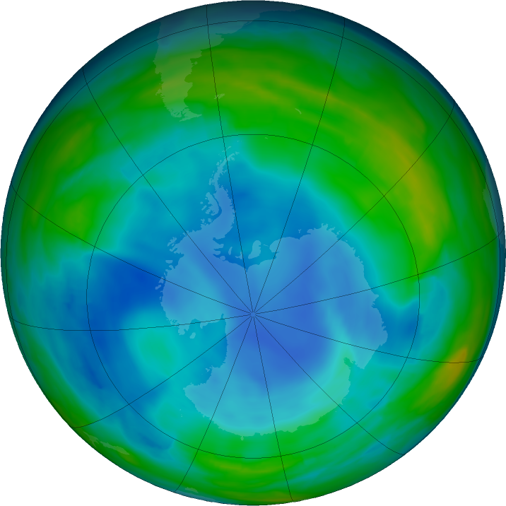 Antarctic ozone map for 27 June 2023